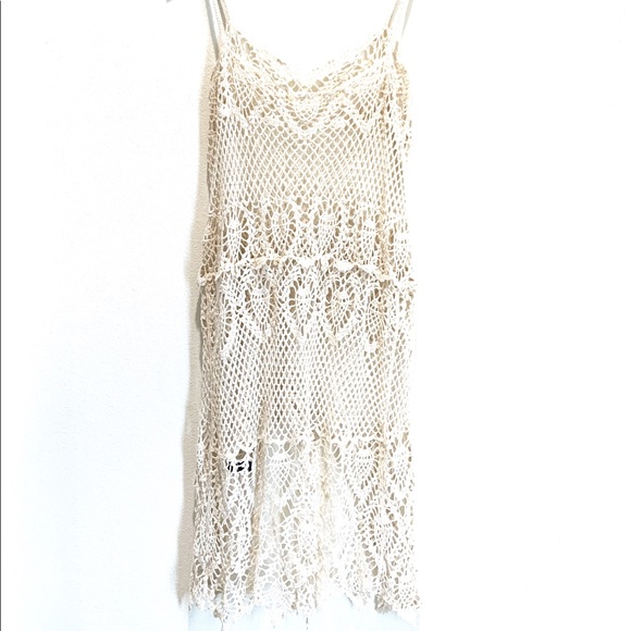 Bohemian Ivory Crochet Lace Gypsy Lace Beach Swim Coverup Maxi Dress - Picture 11 of 12
